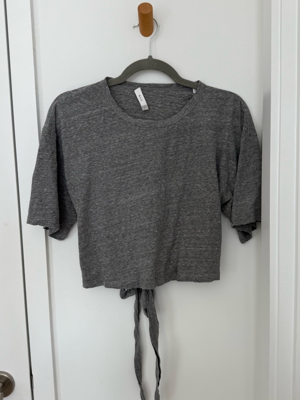 Crop Tie-Front Tee - Gray